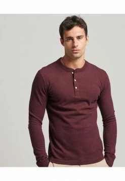 Superdry LONG SLEEVE - Long Sleeved Top - Track Burgundy Marl