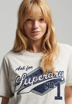 Superdry VINTAGE SCRIPT STYLE COLLEGE - Print T-shirt - Oat Marl