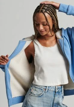 Superdry ESSENTIAL BORG - Zip-up Sweatshirt - Blush Blue Marl