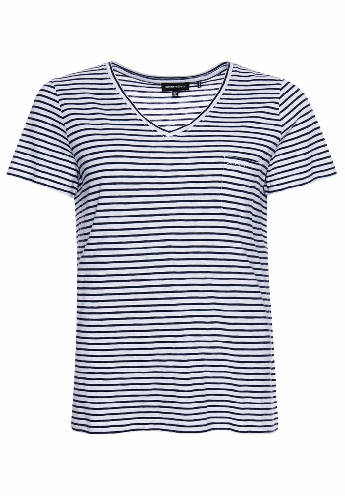 Superdry STUDIOS POCKET V-NECK - Basic T-shirt - Navy Breton 4 Superdry STUDIOS POCKET V-NECK - Basic T-shirt - Navy Breton - Image 4