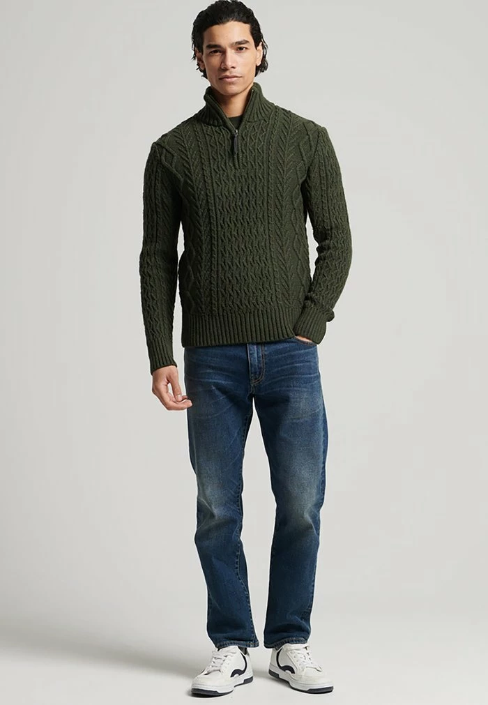Superdry JACOB HENLEY - Jumper - Black Cyprus Marl 1 Superdry JACOB HENLEY - Jumper - Black Cyprus Marl