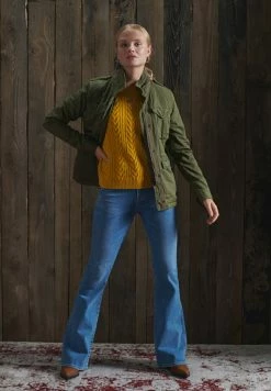 Superdry DROPPED SHOULDER CABLE CREW NECK - Jumper - Boston Yellow