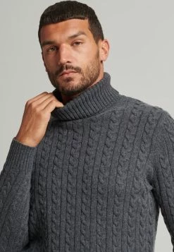Superdry CABLE ROLL NECK - Jumper - Tar Marl -Superdry Shop 6fa1ec5bb6914234ab4a84b2353b6438