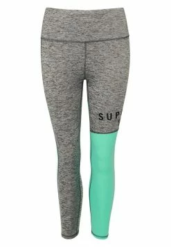 Superdry TRAINING GRAPHIC - Leggings - Trousers - Grey Marl Hot Mint -Superdry Shop 7034049f3fc64b9ea0273500caf4e5ce