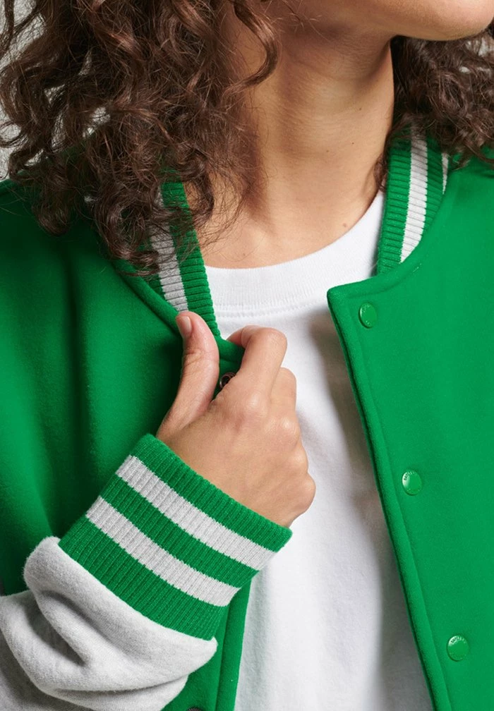 Superdry VINTAGE VARSITY - Bomber Jacket - Botanical Green Glacier Grey Marl 3 Superdry VINTAGE VARSITY - Bomber Jacket - Botanical Green Glacier Grey Marl - Image 3