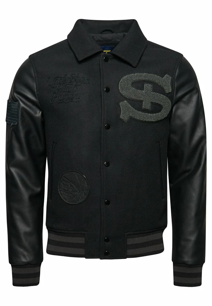 Superdry COLLEGE VARSITY PATCH - Bomber Jacket - Jet Black 6 Superdry COLLEGE VARSITY PATCH - Bomber Jacket - Jet Black - Image 6