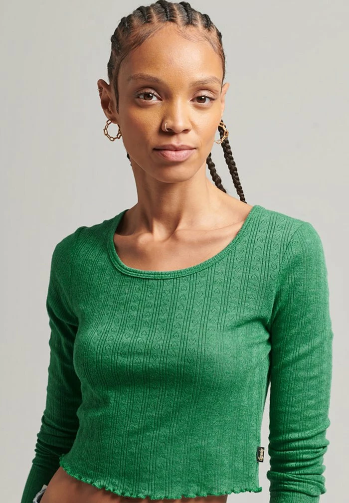 Superdry VINTAGE POINTELLE - Jumper - Field Green Marl 2 Superdry VINTAGE POINTELLE - Jumper - Field Green Marl - Image 2