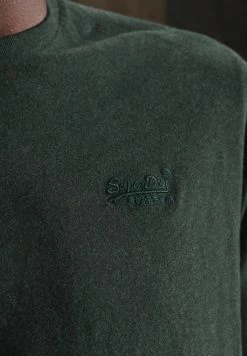 Superdry VINTAGE EMB LS - Long Sleeved Top - Campus Green Grit