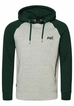 Superdry VINTAGE LOGO BASEBALL - Hoodie - Athletic Grey Marl Campus Green Marl -Superdry Shop 71925d7297e444a3a89b8a33da92090a
