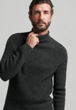 Superdry ALPACA CHUNKY ROLL NECK - Jumper - Black Marl
