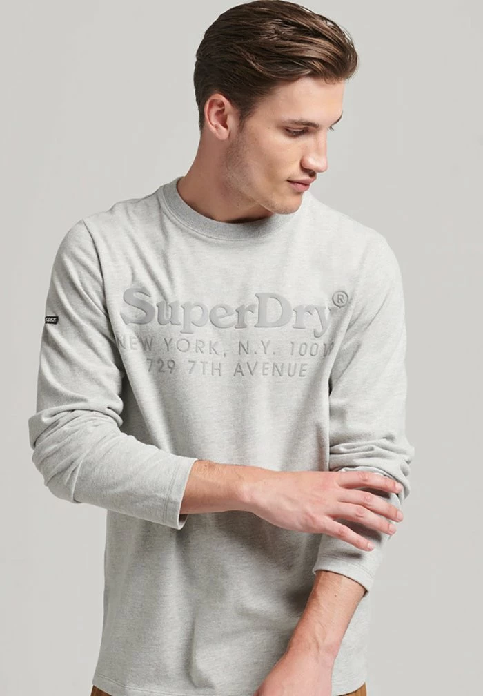 Superdry LONG SLEEVE - Long Sleeved Top - Pumice Stone Marl 1 Superdry LONG SLEEVE - Long Sleeved Top - Pumice Stone Marl