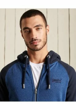 Superdry VLE BASEBALL - Zip-up Sweatshirt - Bright Blue Marleclipse Navy -Superdry Shop 7311de44482744a0866dca9ffc4ca977