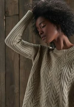 Superdry DROPPED SHOULDER CABLE CREW NECK - Jumper - Mid Caramel Twist -Superdry Shop 736dd86cbe314b50b2945ccbb312d2a8
