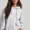 Superdry SCRIPT GRAPHIC OVERSIZED - Hoodie - Cadet Grey Marl