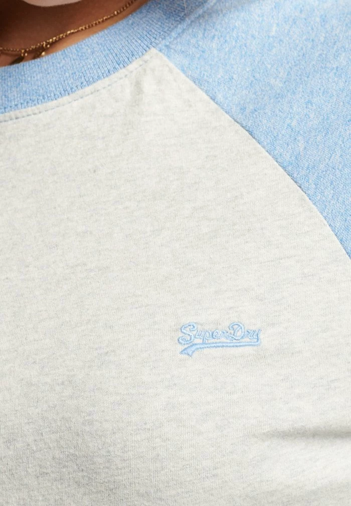 Superdry VINTAGE BASEBALL 3/4 SLEEVED - Long Sleeved Top - Halifax Blue Marl Off White Marl 3 Superdry VINTAGE BASEBALL 3/4 SLEEVED - Long Sleeved Top - Halifax Blue Marl Off White Marl - Image 3