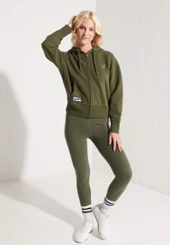 Superdry Zip-up Sweatshirt - Dark Moss