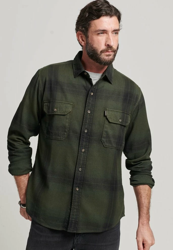 Superdry FLANNEL - Shirt - Blacksmith Ombre Olive 1 Superdry FLANNEL - Shirt - Blacksmith Ombre Olive