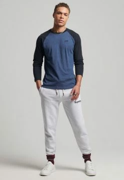 Superdry VINTAGE BASEBALL - Long Sleeved Top - Bright Blue Marl/eclipse Navy -Superdry Shop 75e941c5f3d449d98a21081fa53fbec6