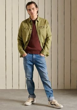 Superdry TEXTURED TWIST CREW - Jumper - Smoked Cinnamon/black Twist