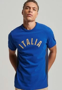 Superdry RINGSPUN FOOTBALL ITALY - Print T-shirt - Regal Blue