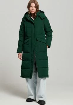 Superdry EVEREST LONGLINE PUFFER - Winter Coat - Enamel Green