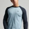 Superdry VINTAGE BASEBALL - Long Sleeved Top - Stone Blue Marl Eclipse Navy