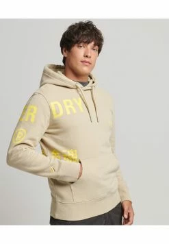 Superdry STACKED LOGO PRINT - Hoodie - Explorer Sand