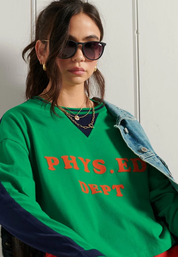 Superdry COLLEGIATE GRAPHIC - Long Sleeved Top - Drop Kick Green 3 Superdry COLLEGIATE GRAPHIC - Long Sleeved Top - Drop Kick Green - Image 3