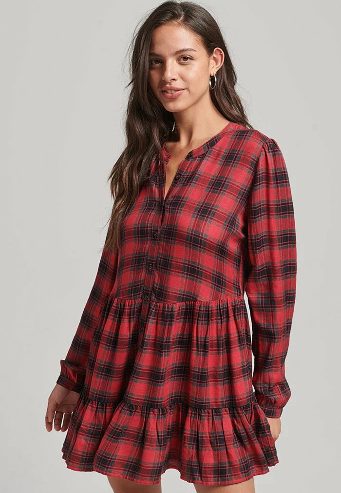 Superdry Jersey Dress - Red Check 1 Superdry Jersey Dress - Red Check