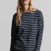 Superdry HEAVYWEIGHT - Long Sleeved Top - Navy Cream Stripe