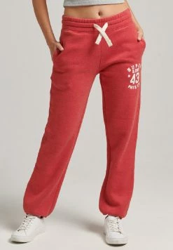 Superdry VINTAGE COLLEGIATE - Tracksuit Bottoms - Risk Red Marl