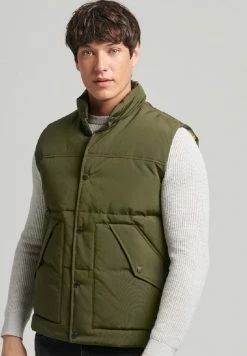 Superdry VINTAGE MOUNTAIN - Waistcoat - Surplus Goods Olive