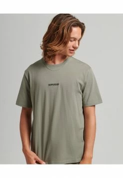 Superdry CODE MICRO - Print T-shirt - Light Khaki