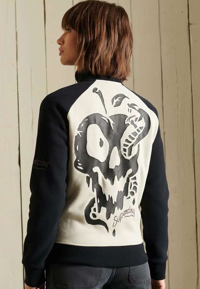 Superdry CROSSING LINES - Bomber Jacket - Light Stone 2 Superdry CROSSING LINES - Bomber Jacket - Light Stone - Image 2