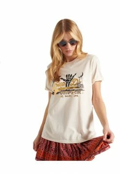 Superdry VL-ITAGO TEE - Print T-shirt - Cream Quartz