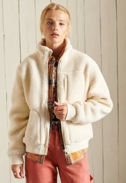 Superdry SHERPA - Fleece Jacket - Pale Oatmeal