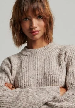 Superdry TWEED RIB CREW - Jumper - Ecru Tweed -Superdry Shop 7cde004df74044b5bc47dbb328492411