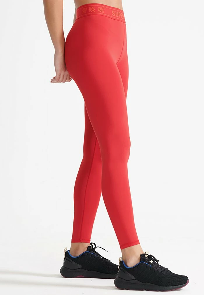 Superdry SPORT TRAINING ELASTIC - Leggings - Tango Red 4 Superdry SPORT TRAINING ELASTIC - Leggings - Tango Red - Image 4