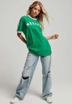 Superdry RINGSPUN FOOTBALL MEXICO - Print T-shirt - Oregon Green