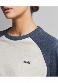Superdry VINTAGE BASEBALL 3/4 SLEEVED - Long Sleeved Top - Oat Marl Vintage Navy Marl -Superdry Shop 7dcaf9680a3d406ea66bba91c389542b