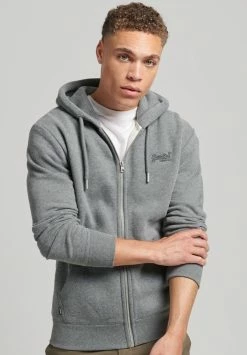 Superdry Zip-up Sweatshirt - Charcoal Grey Marl