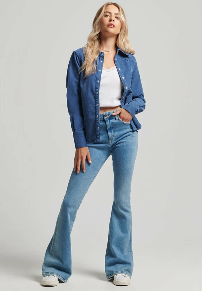 Superdry VINTAGE WESTERN - Button-down Blouse - Mid Wash Indigo 1 Superdry VINTAGE WESTERN - Button-down Blouse - Mid Wash Indigo