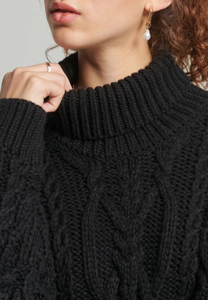 Superdry VINTAGE HIGH NECK - Jumper - Black 3 Superdry VINTAGE HIGH NECK - Jumper - Black - Image 3