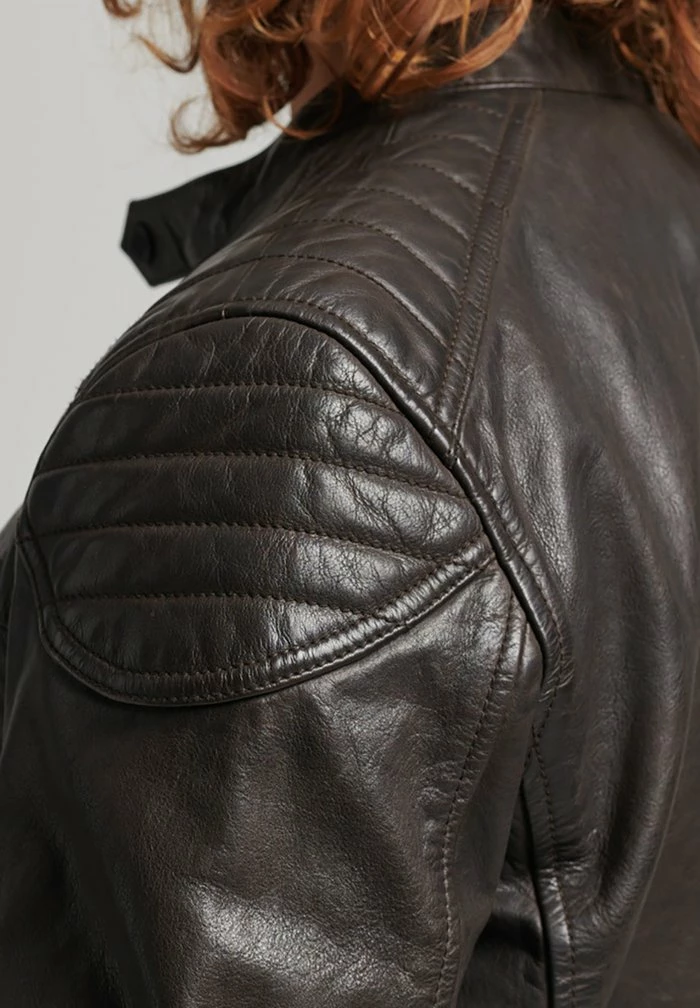 Superdry MOTO RACER - Leather Jacket - Anthracite 6 Superdry MOTO RACER - Leather Jacket - Anthracite - Image 6