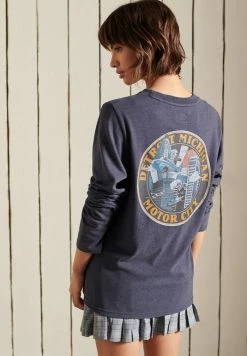 Superdry LOOSE FIT MOUNTAIN LONG SLEEVE - Long Sleeved Top - Eclipse Navy