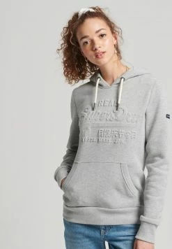 Superdry VINTAGE LOGO EMBOSSED - Hoodie - Light Grey