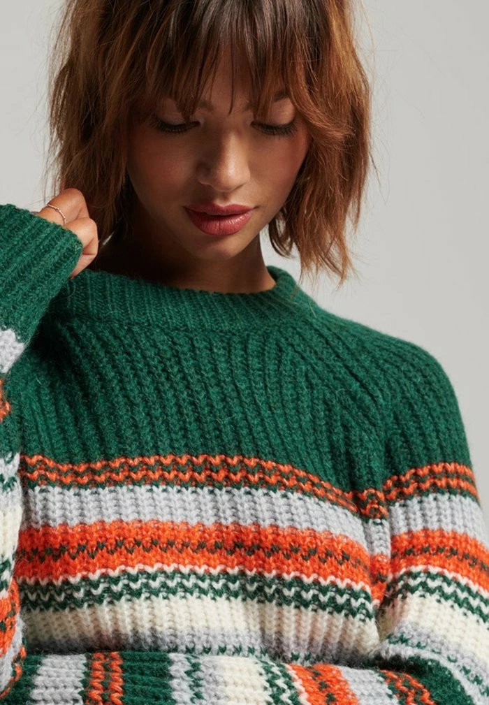 Superdry BRUSHED STRIPE CREW NECK - Jumper - Forest Mix Stripe 3 Superdry BRUSHED STRIPE CREW NECK - Jumper - Forest Mix Stripe - Image 3