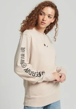 Superdry CODE LINEAR LOOSE CREW - Sweatshirt - Feather Grey