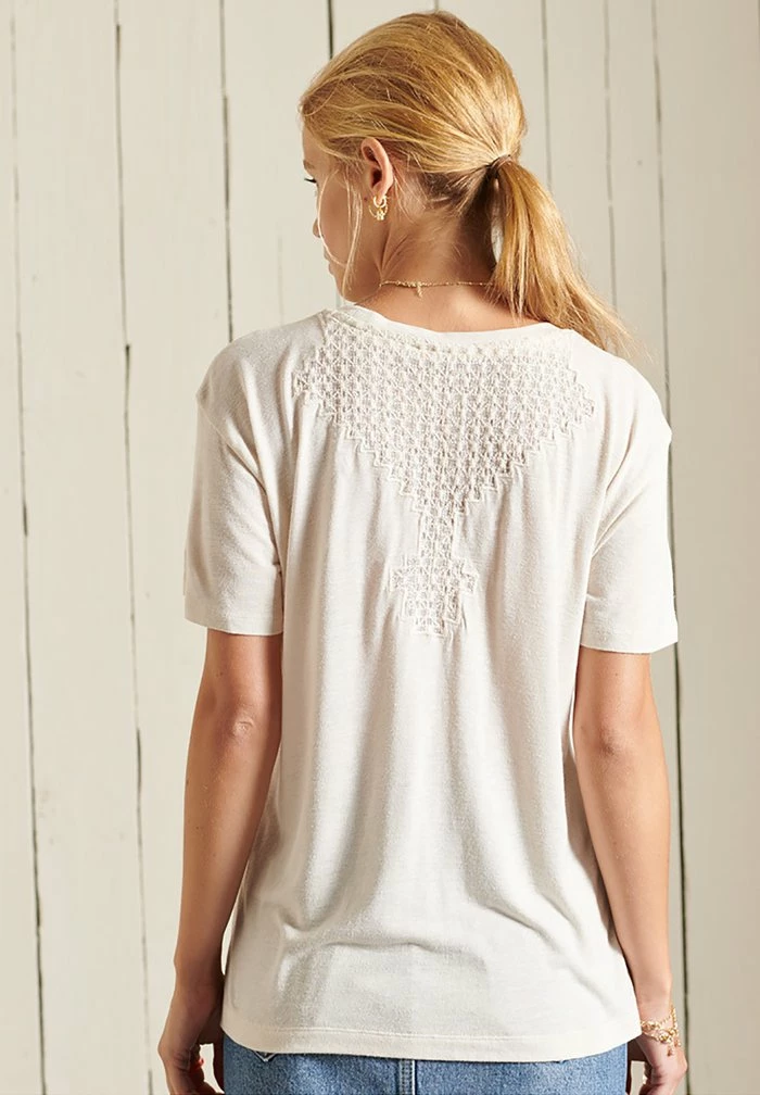 Superdry CHEVRON SHORT SLEEVED - Print T-shirt - Oatmeal 3 Superdry CHEVRON SHORT SLEEVED - Print T-shirt - Oatmeal - Image 3