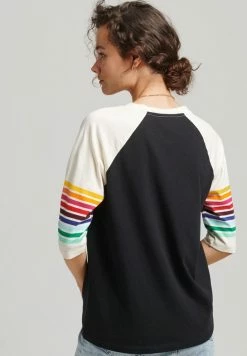 Superdry CALI STRIPE RAGLAN - Long Sleeved Top - Black -Superdry Shop 836be259dcd94ad0a6b445bdd48dda1b